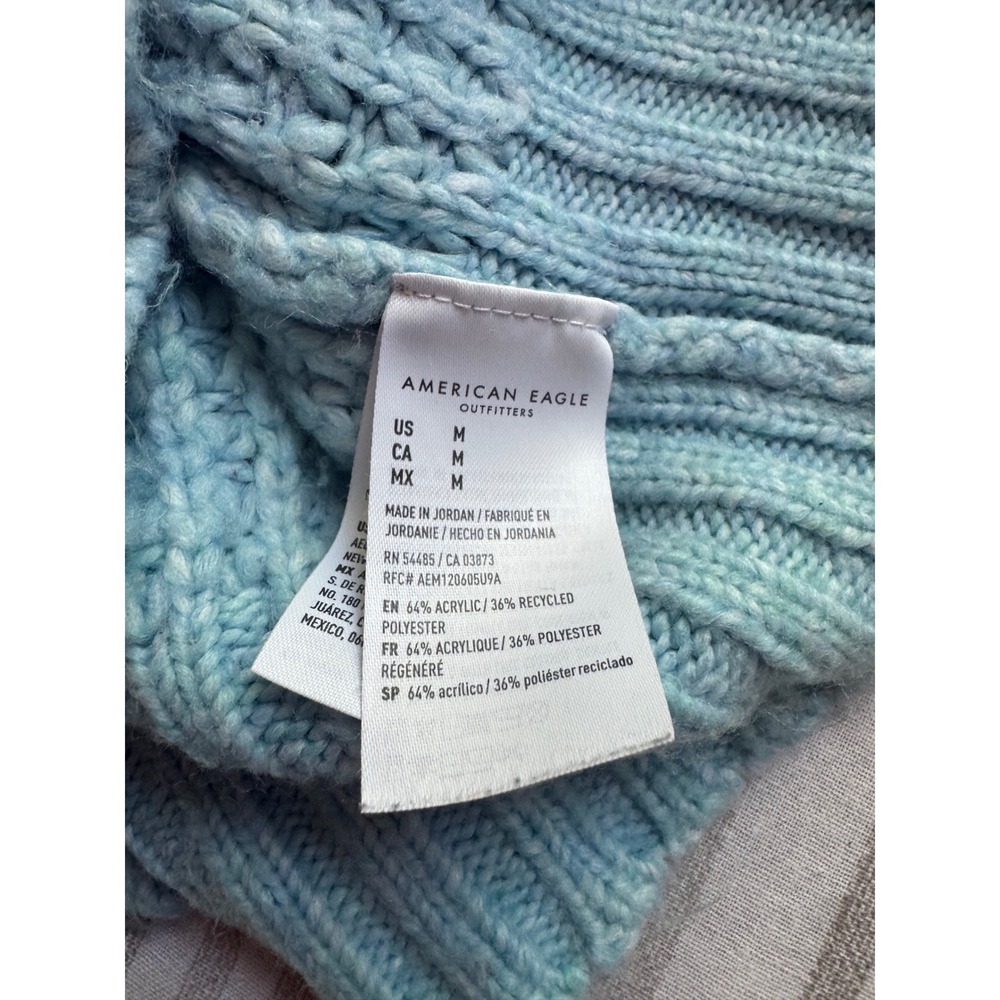 American Eagle Light Blue Waffle Knit V-Neck Pullover Sweater Womens M - Picture 8 of 8